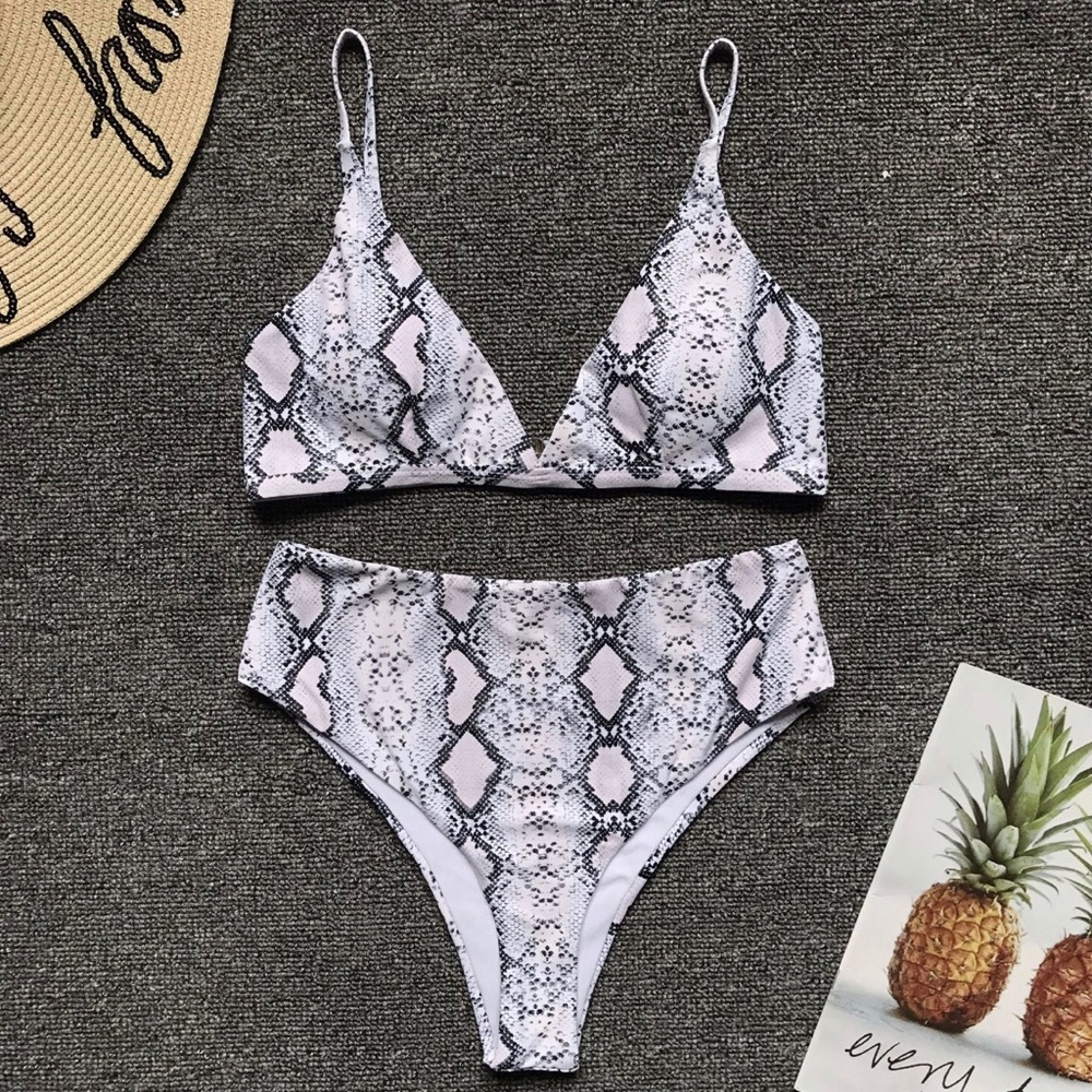 206. Snake Print high waist swimsuits - Picture 6 of 8